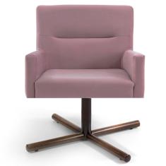 Imagem de Kit 2 Poltronas Decorativas Giratórias Base Xis Madeira Angel B-305 Veludo  - Domi