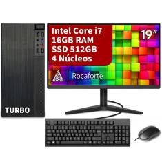 Imagem de Computador Completo Intel Core i7 16GB ssd 512GB 4 Núcleos Super Turbo Monitor 19 Pc Hdmi Teclado e Mouse Strong Tech