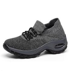 Imagem de Tenis Feminino Casual Casuais Academia Calçados Caminhada Antiderrapante Corrida Tênis (37,Grey(Cinza))