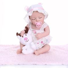 Imagem de Boneca Reborn Menina Corpo Silicone Olhos Fechados new happy