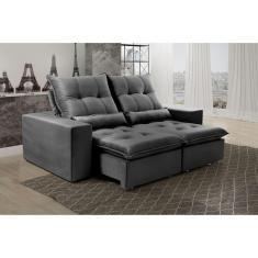 Imagem de Sofá Retrátil e Reclinável 3 Lugares Platina Suede Cinza