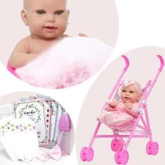 Imagem de Boneca Reborn Realista Linda Com Carrinho Envio Imediato - Cegonha Reb