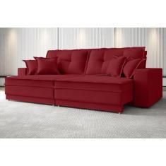 Imagem de Sofá Palermo 2,40M Assento Retrátil E Reclinável Velosuede Vermelho - Netsofas
