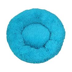 Imagem de Cama calmante para cães e gatos, cama para cães antiansiedade, cama redonda para cães e gatos, cama macia e aconchegante com aquecimento para cães, cama macia macia e macia para cães e gatos, azul 90 x 90 cm