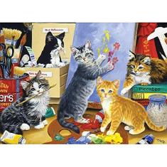 Imagem de Quebra-cabeças para adultos 1000 Peças Pintando Gatos 27,56 x 19,69 Polegadas Quebra-Cabeças para Adultos Crianças Jogo Educacional Reduzir Desafio de