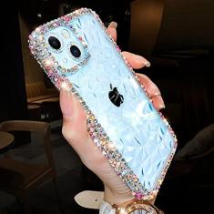 Imagem de Capa de telefone macia transparente de luxo brilho brilhante diamante para iphone 13 12 pro max 11 x xs xr 7 8 plus se 3 capa de silicone transparente, azul claro, para iphone 11