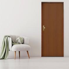 Imagem de Kit Porta de Madeira 210x62cm Batente 9cm Fechadura Golf Rodam Imbuia