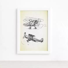 Imagem de Quadro Vintage Moldura  Aviões Antigos 22x32cm
