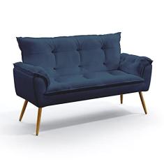 Imagem de Poltrona Namoradeira Decorativa Estofada Opala Sued  Marinho Aradecor