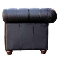 Imagem de Poltrona Sala de Estar Chesterfield com Pés Madeira Couro  - Gran Belo