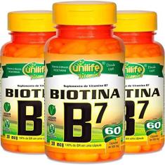 Imagem de Kit 3 Vitamina B7 Biotina 60 cápsulas Unilife