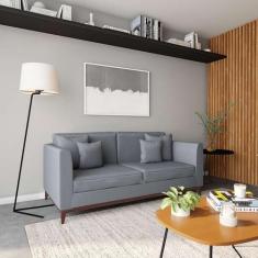 Imagem de Sofá 2 Lugares Belarus Base de Madeira Linho Cotton Cinza - Mobly