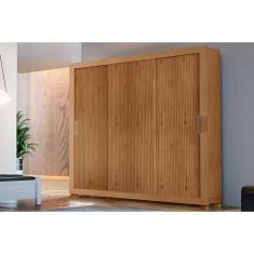 Imagem de Guarda Roupa Casal 3 Portas De Correr E 4 Gavetas C- Pés Veneza Naturale-naturale Ripado