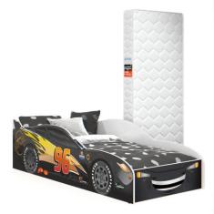Imagem de Cama Carro Infantil Para Quarto Menino Com Colchão E Proteção Lateral 