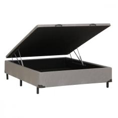 Imagem de Base Cama Box Casal Com Baú 138x188x30 Corino Linho Cinza Dancar Cinza