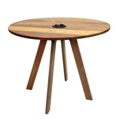 Imagem de Mesa Detroit Industrial 90cm Madeira Maciça Natural E Ferro Preto Marrom