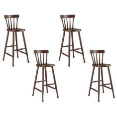Imagem de Kit com 4 Banquetas de Maderia Bar Castanho - Piratini
