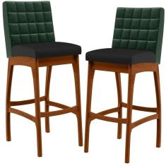 Imagem de Kit 02 Banquetas Altas Cozinha B04 Verde Musgo Preto