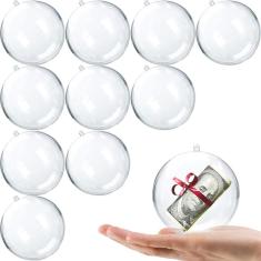 Imagem de Enfeites de Natal Jishi Clear Plastic 80 mm, 10 unidades, preenchíveis