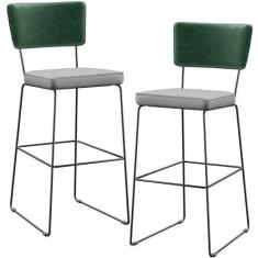 Imagem de Kit 02 Banquetas Altas Bar Sala De Jantar Fixa Allana L02 Facto Verde 