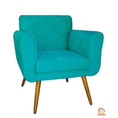 Imagem de Poltrona Decorativa Estofada Para Sala de Visitas Isabella Suede  Turquesa - DL DECOR