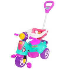 Triciclo Motoca Infantil Passeio com Empurrador Pedal Luz Som