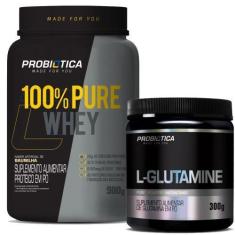 Imagem de Kit Whey Protein 100% Pote 900G + Glutamina 300G Probiotica