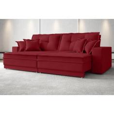 Imagem de Sofá Palermo 2,80m Assento Retrátil e Reclinável Velosuede Vermelho - netsofas
