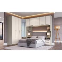Imagem de Guarda Roupa Casal Modulado 6 Peças Elegance com Espelho Niquel/blanc