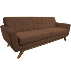 Imagem de Sof  04 Lugares 230cm Com Base De Madeira Miami Veludo Marrom