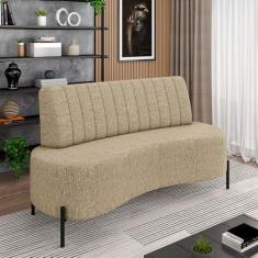 Imagem de Sofá Living Decorativo 2 Lugares 1,60M Katara Pés de Ferro Linho Bege G33 - Gran Belo