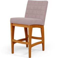 Imagem de Banqueta Baixa Para Cozinha Bancada Bar Sala De Jantar Fixa Mila L02 Suede Rosê - Lyam Decor