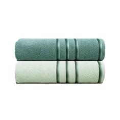 Imagem de Kit 02 Toalha de Banho Classic Barras Listradas 68x135cm 390g/m² 100% 