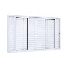 Imagem de Janela de Alumínio Veneziana 120x150cm 4 Folhas Móveis 2 Fixas com Vidro Lucasa Eccellente Branco