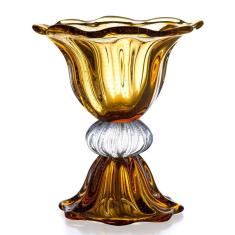 Imagem de Vaso Em Cristal Murano Âmbar  Assinado  São Marcos