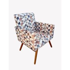 Imagem de Poltrona Decorativa Nina Suede Triângulo Marrom Pés Palito