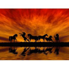 Imagem de Papel De Parede Animais Cavalos Ao Por Do Sol  Anm191