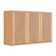 Imagem de Armário Aéreo p/ Cozinha Sauvignon c/ 3 Portas Ripadas 120cm Amendoa - Ronipa