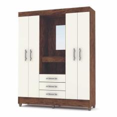 Imagem de Guarda Roupa Casal 4 Portas Capelinha Fortaleza 1006191 Imbuia Rustico