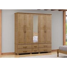 Imagem de Guarda-roupa Bipartido 5 Portas 6 Gavetas Ouro Freijó