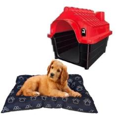 Imagem de Cama Pet Quadrada Fibra Acolchoada + Casinha Dog Pet Shop N3 - Mecpet