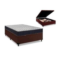 Imagem de Cama Box Baú Viuvo Marrom + Colchão De Espuma D45 - Ortobom - Airtech