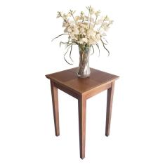 Imagem de Mesa Lateral Rústica 40x40cm em Madeira Maciça - Castanho