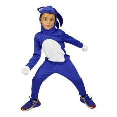 Imagem de Fantasia do Sonic Infantil de Luxo Com Máscara e Luva - Fantasias Caro