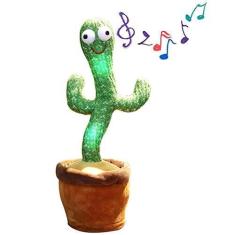 Imagem de Syrisora Cacto dançante, brinquedo de pelúcia eletrônico com iluminação, brinquedo de cacto cantante, brinquedo de pelúcia cacto para decoração, gravação de cacto cantante