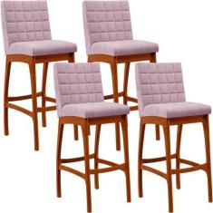 Imagem de Kit 04 Banquetas Altas Para Cozinha Sala De Jantar Fixa Mila B04 Boucl