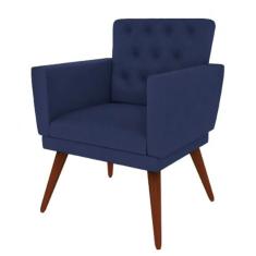 Imagem de Poltrona Decorativa Pés Palito Nina Encosto Estilo Capitonê  Marinho - DS Móveis