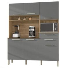 Imagem de Armário de Cozinha Completa Montesa 6 Portas 2 Gavetas Freijó/Grafite
