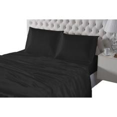 Imagem de Jogo De Cama Lençol Cetim Preto Casal Queen 4 Peças Seda - Beatriz Enx