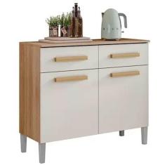 Imagem de Balcão Juma para Cozinha 2 Portas 2 Gavetas Aramoveis Cor Atacama Off White